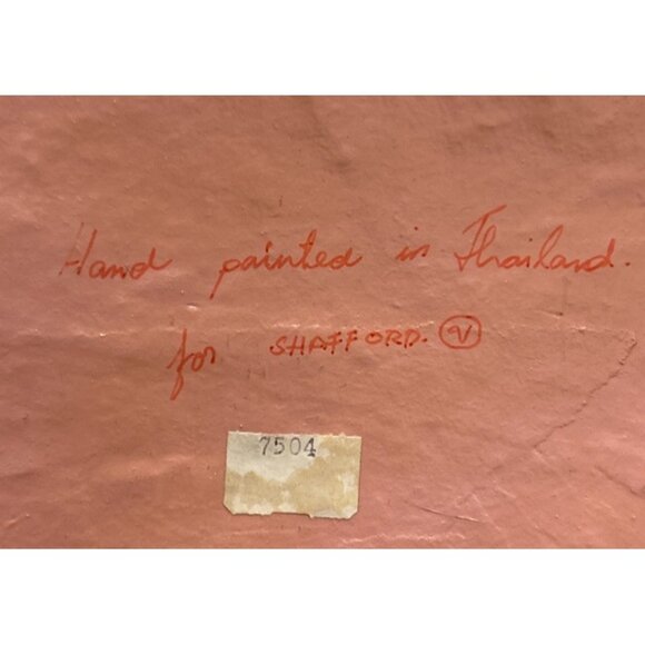 Vintage Paper Mache Hand Painted Cat Shafford Ivory Pink Floral Cottage Girly - Picture 5 of 5